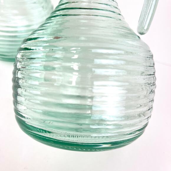 Crate and Barrel Cordoba Cruet Green Glass Set Oil and Vinegar - Picture 5 of 6